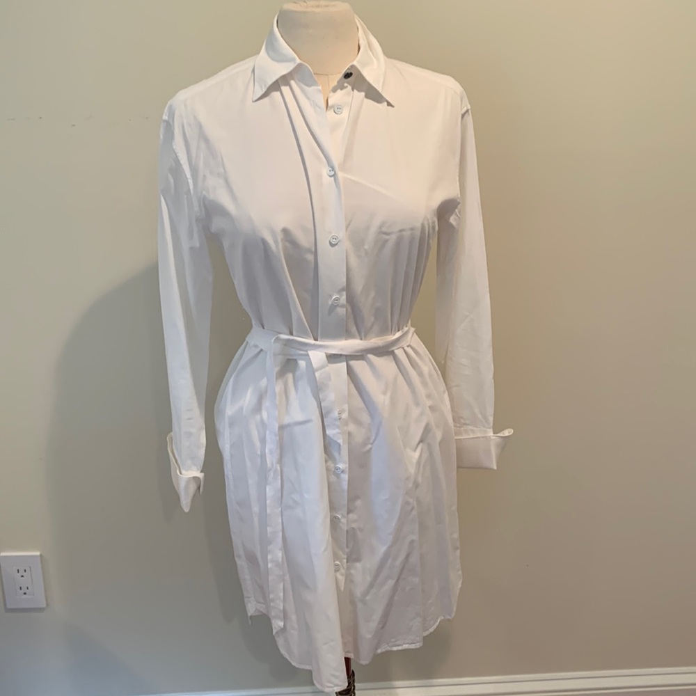 Rag & Bone white tuxedo belted shirtdress size S